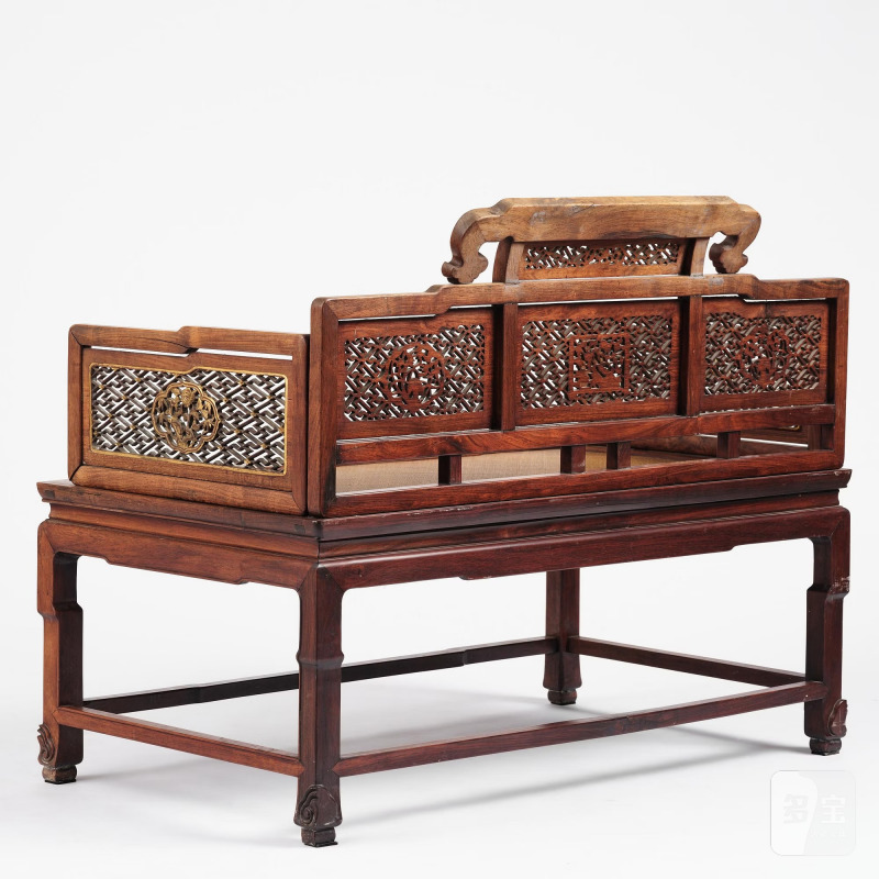 A Chinese hardwood throne chair/day bed, - 图8